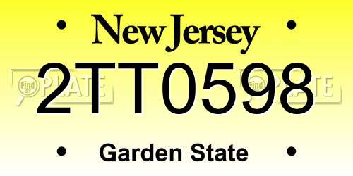 2TT0598 New Jersey License Plate