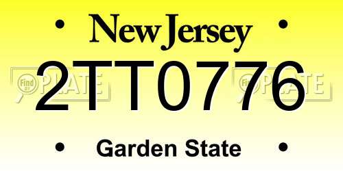 2TT0776 New Jersey License Plate