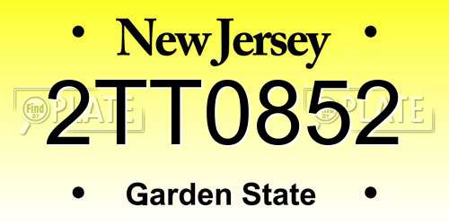2TT0852 New Jersey License Plate