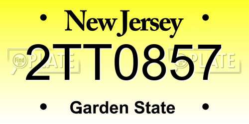 2TT0857 New Jersey License Plate