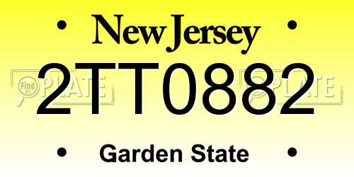 2TT0882 New Jersey License Plate