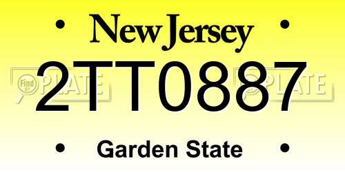 2TT0887 New Jersey License Plate