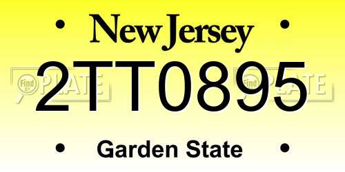 2TT0895 New Jersey License Plate