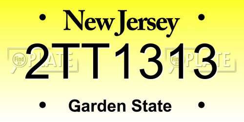 2TT1313 New Jersey License Plate