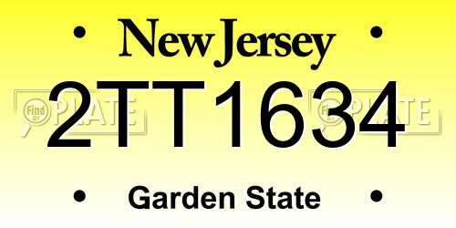 2TT1634 New Jersey License Plate