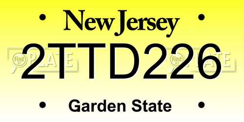 2TTD226 New Jersey License Plate