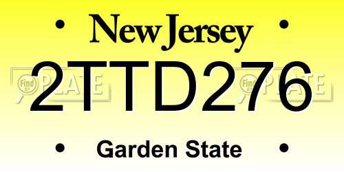 2TTD276 New Jersey License Plate