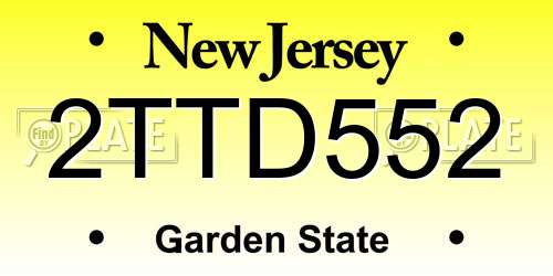 2TTD552 New Jersey License Plate