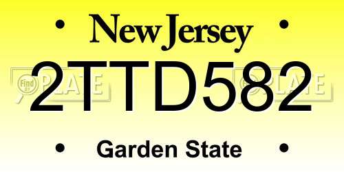 2TTD582 New Jersey License Plate