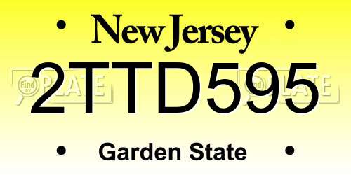 2TTD595 New Jersey License Plate