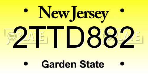 2TTD882 New Jersey License Plate