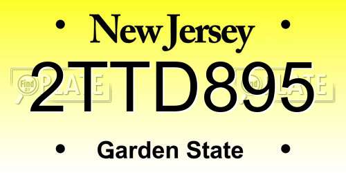 2TTD895 New Jersey License Plate