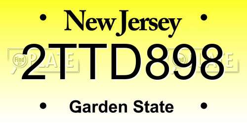 2TTD898 New Jersey License Plate