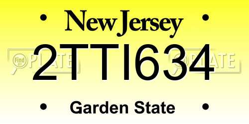 2TTI634 New Jersey License Plate
