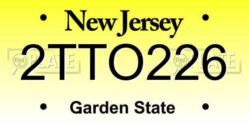 2TTO226 New Jersey License Plate
