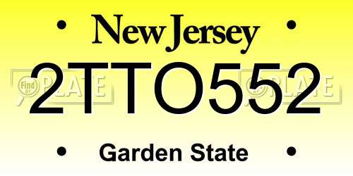 2TTO552 New Jersey License Plate