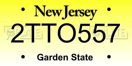 2TTO557 New Jersey License Plate