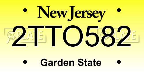 2TTO582 New Jersey License Plate