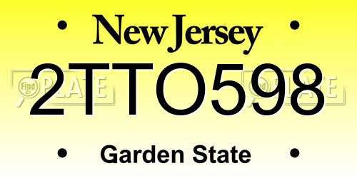 2TTO598 New Jersey License Plate