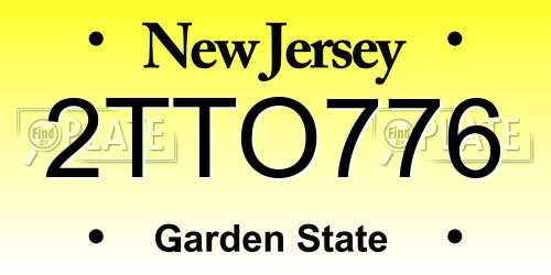 2TTO776 New Jersey License Plate