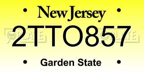 2TTO857 New Jersey License Plate