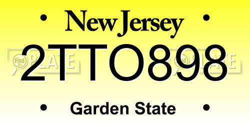 2TTO898 New Jersey License Plate
