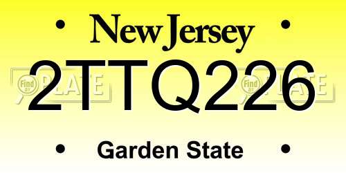 2TTQ226 New Jersey License Plate