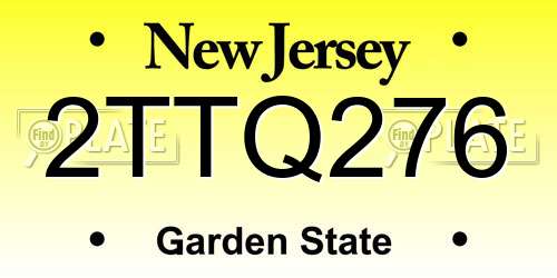 2TTQ276 New Jersey License Plate