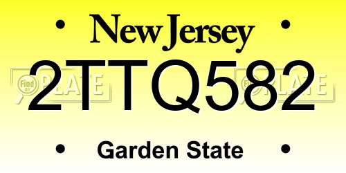 2TTQ582 New Jersey License Plate