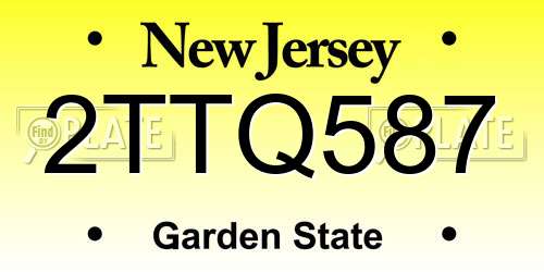 2TTQ587 New Jersey License Plate