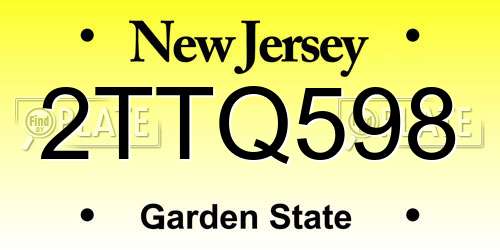 2TTQ598 New Jersey License Plate