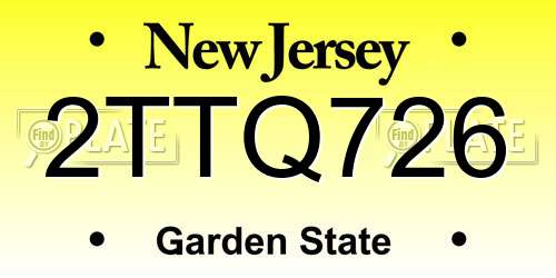 2TTQ726 New Jersey License Plate