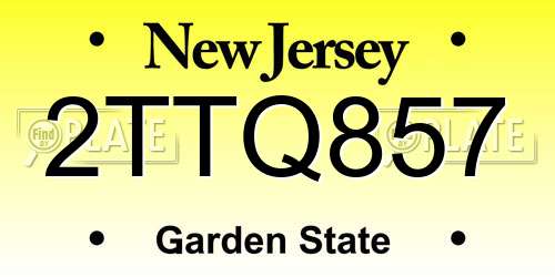 2TTQ857 New Jersey License Plate
