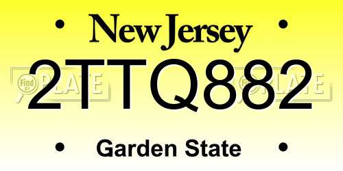 2TTQ882 New Jersey License Plate