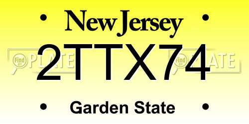 2TTX74 New Jersey License Plate