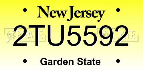 2TU5592 New Jersey License Plate