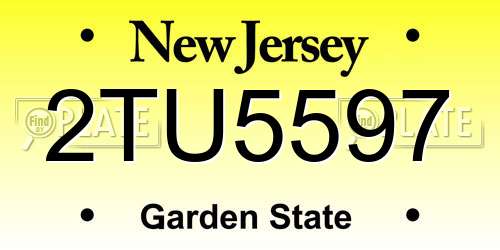 2TU5597 New Jersey License Plate