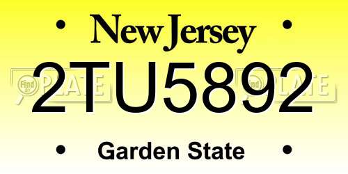 2TU5892 New Jersey License Plate