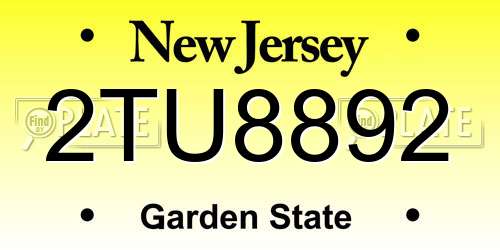 2TU8892 New Jersey License Plate