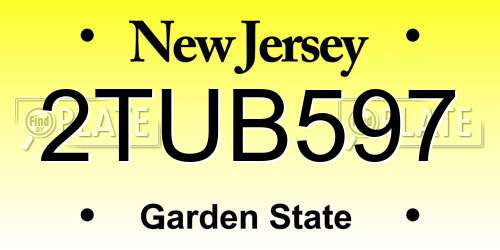 2TUB597 New Jersey License Plate