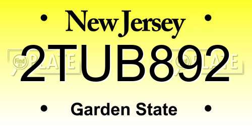 2TUB892 New Jersey License Plate