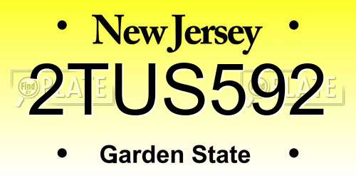 2TUS592 New Jersey License Plate