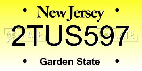 2TUS597 New Jersey License Plate