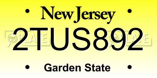 2TUS892 New Jersey License Plate