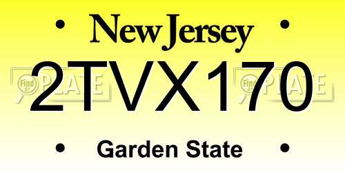 2TVX170 New Jersey License Plate