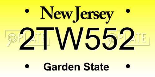 2TW552 New Jersey License Plate