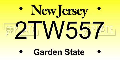 2TW557 New Jersey License Plate
