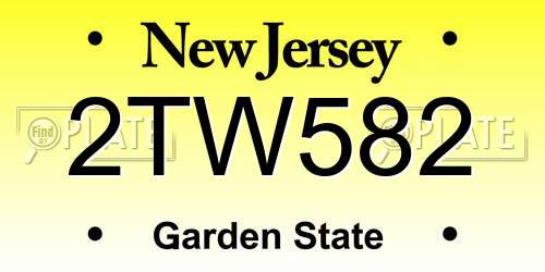2TW582 New Jersey License Plate