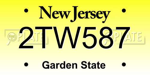 2TW587 New Jersey License Plate