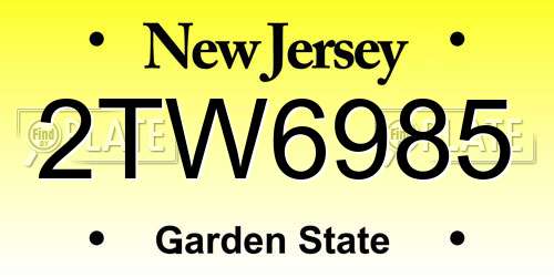 2TW6985 New Jersey License Plate
